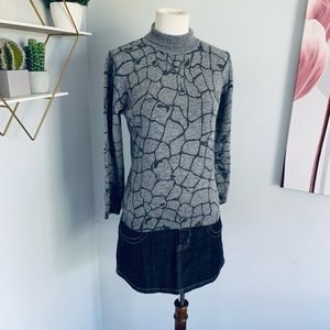 Valentino Roma • Grey & Black Sweater • Merino Wool • XS